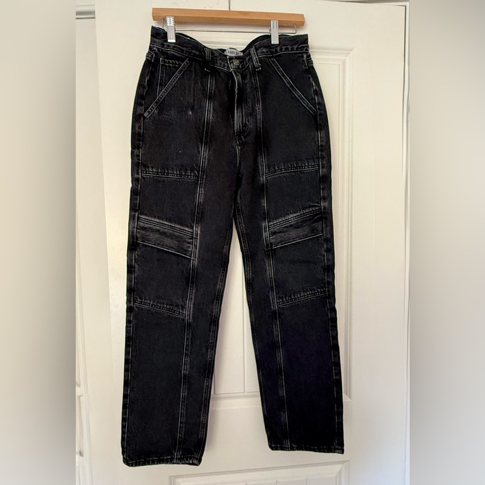 Agolde Cooper Cargo Straight Leg Jeans in Washed Black